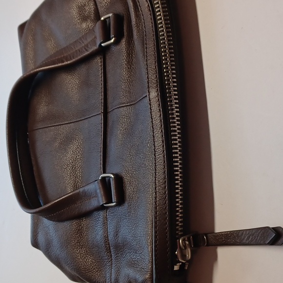 Fossil crossbody or handles bag leather brown zip top and side back pocket - Picture 8 of 12